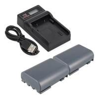 2 stuks: Canon NB-2LH / 9612A001 accu's met USB-C single slot oplader (7.4 V, 600 mAh, 123accu huismerk) ACA00846