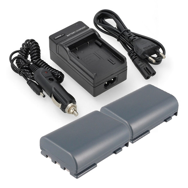2 stuks: Canon NB-2LH / 9612A001 accu's met single slot oplader (7.4 V, 600 mAh, 123accu huismerk) ACA00850 - 1