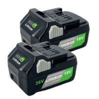 2 stuks: Hikoki Multivolt BSL36A18 / BSL36B18 accu's (18V - 36V, 5.0 Ah - 2.5 Ah, 123accu huismerk) AHI00316