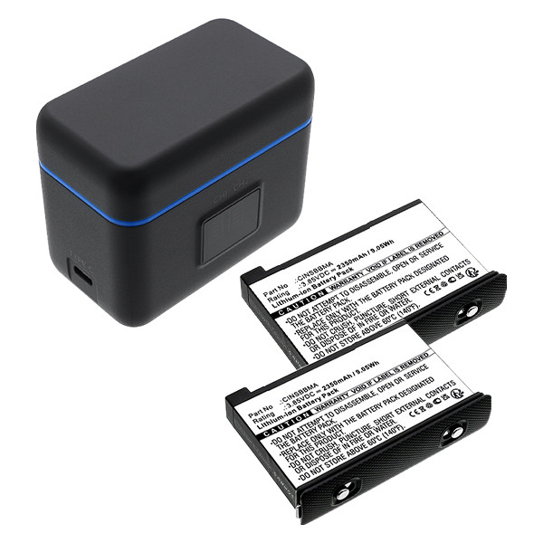 2 stuks: Insta360 X5 / CINSBAHA accu met oplader (3.89 V, 2550 mAh, 123accu huismerk) AIN00294 - 1