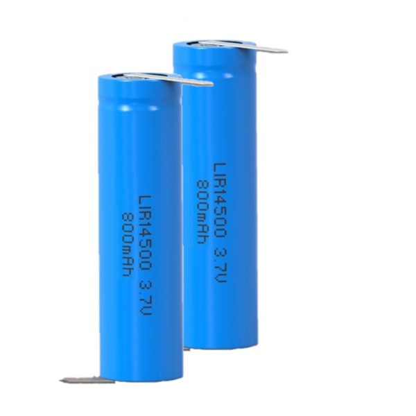 2 stuks: LIR14500 / 14500 batterij met soldeerlippen (3.7 V, 800 mAh, 123accu huismerk)  ADR00157 - 1