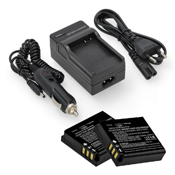 2 stuks: Panasonic CGA‑S005 / CGA‑S005E accu's met single slot oplader (3,7 V, 1150 mAh, 123accu huismerk) APA01295 - 1