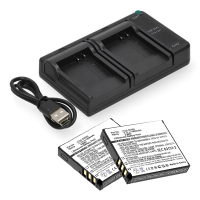 2 stuks: Panasonic CGA‑S008 / CGA‑S008E accu's met USB-C double slot oplader (3,7 V, 1050 mAh, 123accu huismerk) APA01281