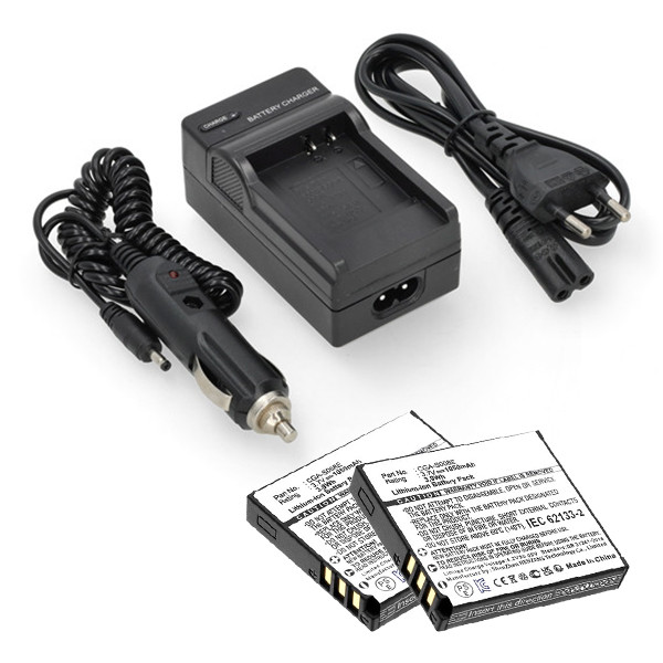 2 stuks: Panasonic CGA‑S008 / CGA‑S008E accu's met single slot oplader (3,7 V, 1050 mAh, 123accu huismerk) APA01297 - 1