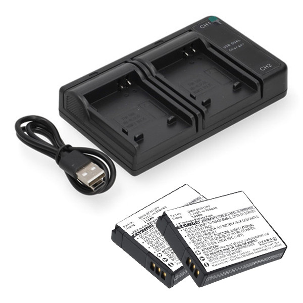 2 stuks: Panasonic DMW‑BCM13 accu's met USB-C double slot oplader (3,7 V, 950 mAh, 123accu huismerk) APA01269 - 1
