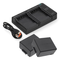 2 stuks: Panasonic DMW‑BLB13 / DMW‑BLB13E accu's met USB-C double slot oplader (7,4 V, 1250 mAh, 123accu huismerk) APA01271