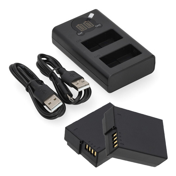 2 stuks: Panasonic DMW‑BLC12 / DMW‑BLC12E accu's met USB-C double slot oplader (7,4 V, 1000 mAh, 123accu huismerk) APA01273 - 1