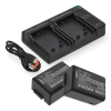 2 stuks: Panasonic DMW‑BMB9 / DMW‑BMB9E accu's met USB-C double slot oplader (7,4 V, 750 mAh, 123accu huismerk)