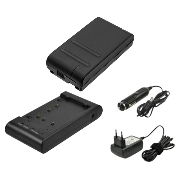 2 stuks: Sony NP-66H / NP-55 / NP-33 accu met oplader (6 V, 2100 mAh, 123accu huismerk) ASO01271 - 1