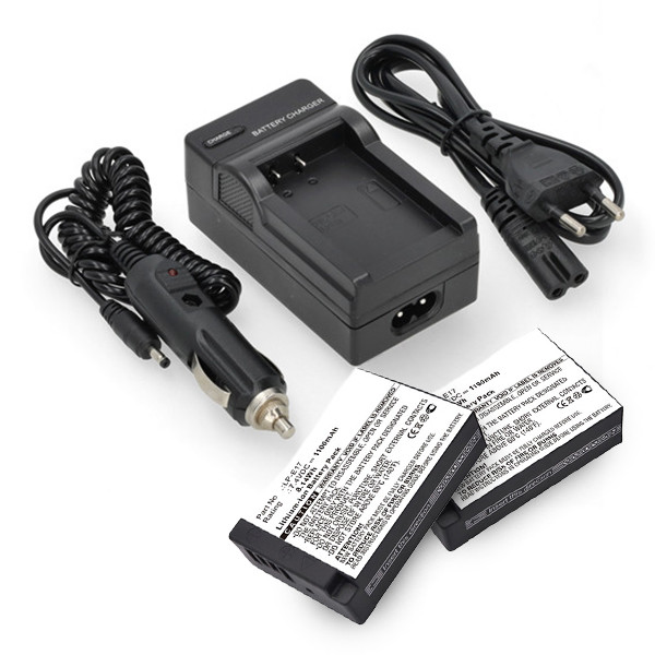 2 stuks Canon LP-E17 accu's + LC-E17 oplader (7.4V, 1100 mAh, 123accu huismerk) ACA00784 - 1