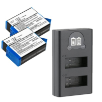 2 stuks GoPro SPBL1B / AHDBT-901 accu's + lader (3.85 V, 1720 mAh, 123accu huismerk)  AGO00155
