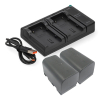 2 stuks JVC BN-VF815 / BN-VF815U accu met double slot oplader USB-C (7.4 V, 1600 mAh, 123accu huismerk) AJV00097 - 1