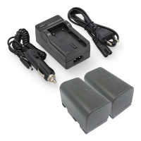 2 stuks JVC BN-VF815 / BN-VF815U accu met single slot oplader (7.4 V, 1600 mAh, 123accu huismerk) AJV00093