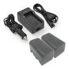 2 stuks JVC BN-VF815 / BN-VF815U accu met single slot oplader (7.4 V, 1600 mAh, 123accu huismerk) AJV00093 - 1