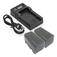 2 stuks JVC BN-VF815 / BN-VF815U accu met single slot oplader USB-C (7.4 V, 1600 mAh, 123accu huismerk) AJV00095