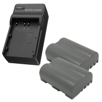 2 stuks Nikon EN-EL3 / EN-EL3E accu's + lader (7.4 V, 1500 mAh, 123accu huismerk)  ANI00303