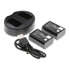 2 stuks Sony NP-FW50 accu's en USB dubbellader (7.4V, 1080 mAh,123accu huismerk)