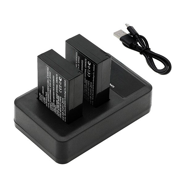 2 x Canon LP-E12 / 6760B002 accu's + USB lader (7.4 V, 820 mAh, 123accu huismerk)  ACA00561 - 1