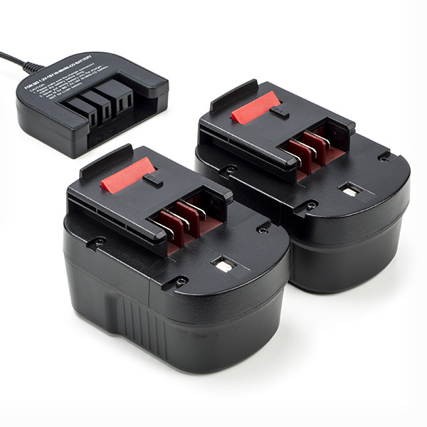 2x Black & Decker A12 / A1712 / HPB12 accu's + lader (12 V, 1.5 Ah, 123accu huismerk)  ABL00446 - 1
