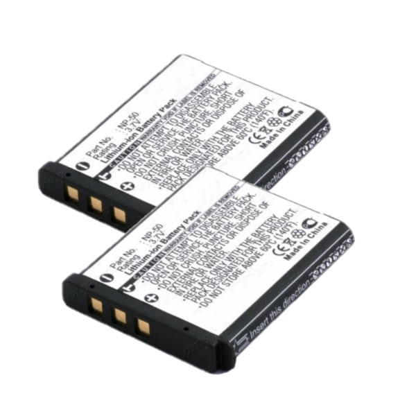 2x FujiFilm NP-50 / NP-50A accu (3.7 V, 800 mAh, 123accu huismerk) AFU00334 - 1