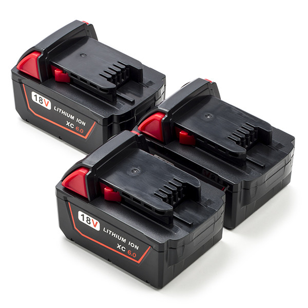 3-Pack Milwaukee M18 B6 / 4932451244 accu's (18 V, 6.0 Ah, 123accu huismerk)  AMI00588 - 1