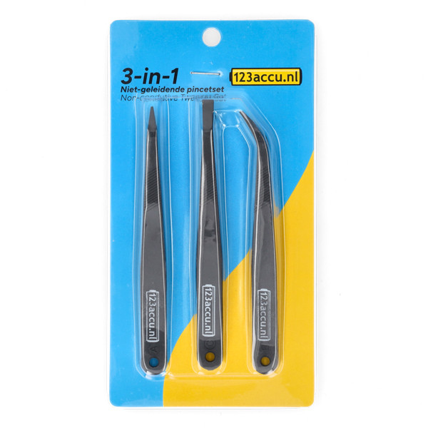 3-in-1 niet-geleidende antistatische pincetset (123accu huismerk) ADR00287 - 1