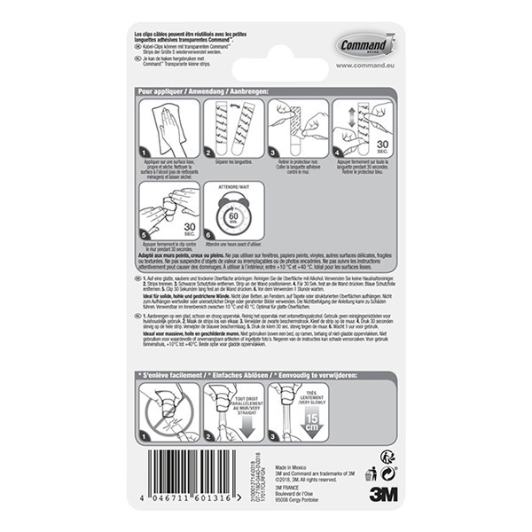 3M Command kabelclips rond transparant (4 stuks) 214554 - 2