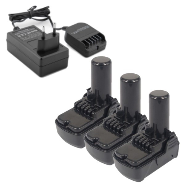 3 stuks: Hitachi - Hikoki BCL1015 / BCL1030 + lader accu's (10.8 V, 2.0 Ah, Li-ion, 123accu huismerk) AHI00345 - 1