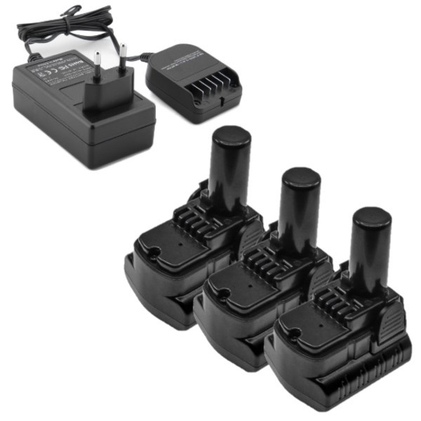 3 stuks: Hitachi - Hikoki BCL1015 / BCL1030 accu's + lader (10.8 V, 4.0 Ah, Li-ion, 123accu huismerk) AHI00348 - 1