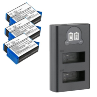 3 stuks GoPro SPBL1B / AHDBT-901 accu's + lader (3.85 V, 1720 mAh, 123accu huismerk)  AGO00159