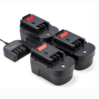 3x Black & Decker HPB14 / A1714 / A14 accu + lader (14.4 V, 2.0 Ah, 123accu huismerk)  ABL00422