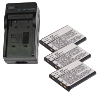 3x FujiFilm NP-45 / NP-45A / NP-45S accu + lader (3.7 V, 660 mAh, 123accu huismerk)  AFU00335