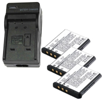 3x FujiFilm NP-50 / NP-50A accu + lader (3.7 V, 750 mAh, 123accu huismerk)  AFU00333