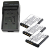 3x FujiFilm NP-50 / NP-50A accu + lader (3.7 V, 750 mAh, 123accu huismerk)