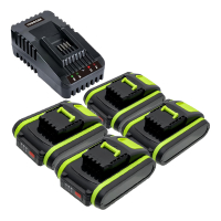 4 stuks: Worx PowerShare WA3639 / 20V Max accu's + oplader (20 V, 2.0 Ah, 123accu huismerk) AWO00135