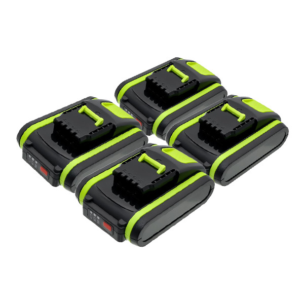 4 stuks: Worx PowerShare WA3639 / WA3551 / 20V Max accu's (20 V, 2.0 Ah, 123accu huismerk) AWO00118 - 1