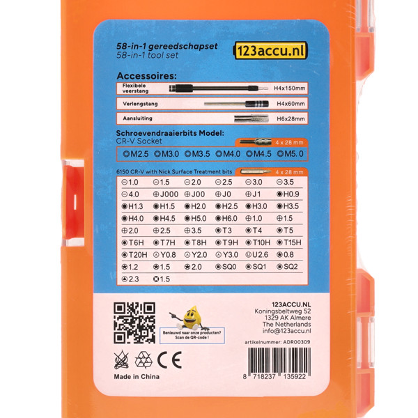 58-in-1 gereedschapset (123accu huismerk) ADR00309 - 2