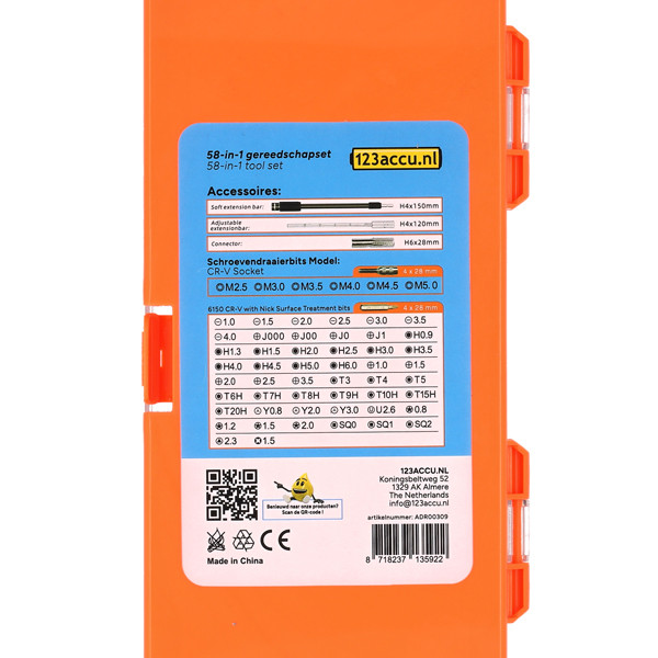 58-in-1 gereedschapset (123accu huismerk) ADR00309 - 2