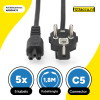 5 stuks: C5 EU-kabel voor netstroom (1.8 meter, Haaks, 123accu huismerk) ADR00475 - 1