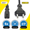 5 stuks: C7 kabel voor netstroom (2 meter, Recht, 123accu huismerk) ADR00478 - 1