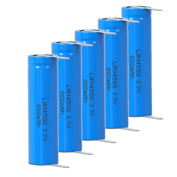 5 stuks: ICR14500 / 14500 batterij met soldeerlippen (3.7 V, 800 mAh, 123accu huismerk) ADR00159 - 1