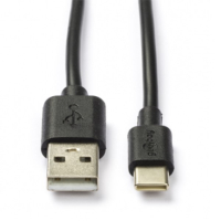 ACCU USB A naar USB C kabel (0.1 meter, zwart)  AAC00851