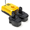 Aanbieding: 2x DeWalt 14.4V XRP / DE9091 accu's + Lader (14.4 V, 2.0 Ah, 123accu huismerk) ADE00595 - 1