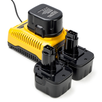 Aanbieding: 3x DeWalt DE9074 accu + Lader (12 V, 1.5 Ah, 123accu huismerk)  ADE01168