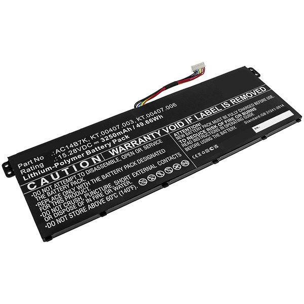 Acer AC14B7K / KT.00407.003 accu (15.28 V, 3250 mAh, 123accu huismerk)  AAC00802 - 1