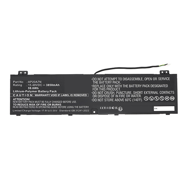 Acer AP20A7N /  KT.00407.010 accu (15.48 V, 3850 mAh, 123accu huismerk) AAC00928 - 2