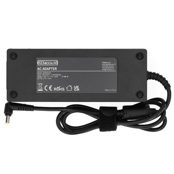 Acer adapter (19 V, 7.1 A, 135 W, 123accu huismerk)  ADR00240 - 2