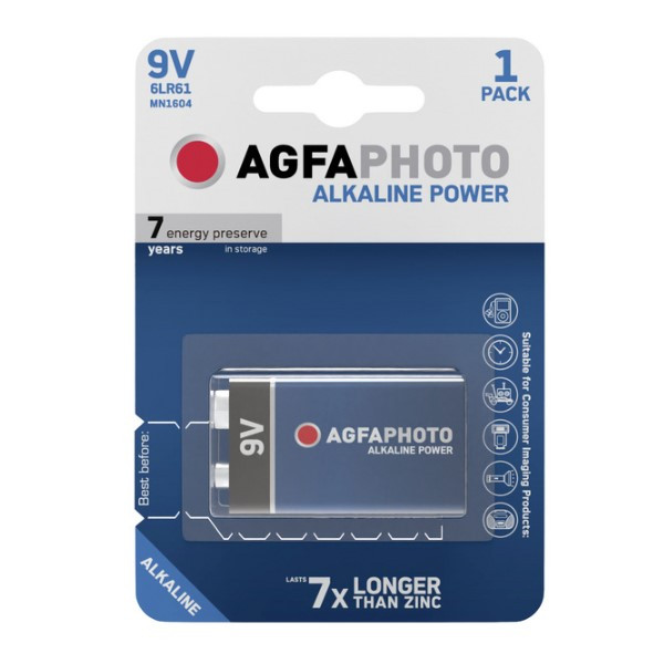 Agfaphoto 9V / 6LR61 / E-Block Alkaline Batterij (1 stuk)  290008 - 1