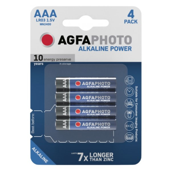 Agfaphoto AAA / MN2400 / LR03 Alkaline Batterij (4 stuks)  290000 - 