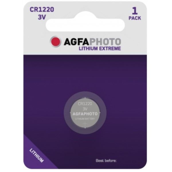 Agfaphoto CR1220 / DL1220 / 1220 Lithium knoopcel batterij 1 stuk  290044 - 1